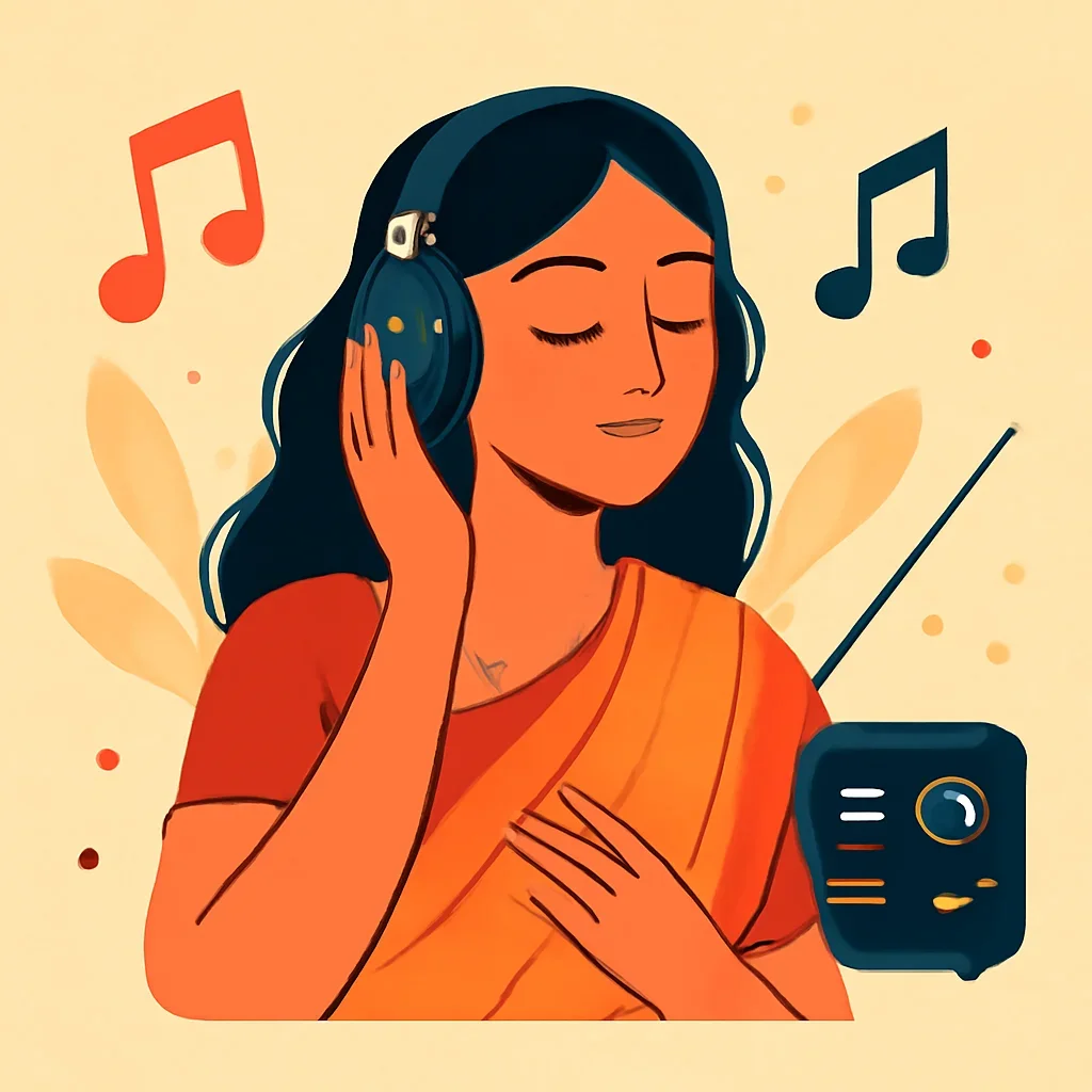 Bangla Songs closing illustration for Radio Dhaka