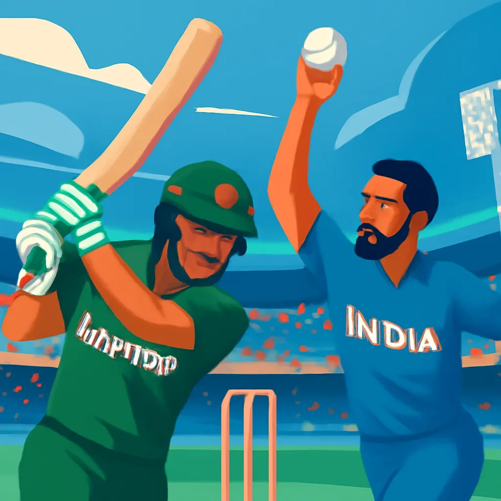 Bangladesh vs India Cricket closing illustration for Radio Dhaka