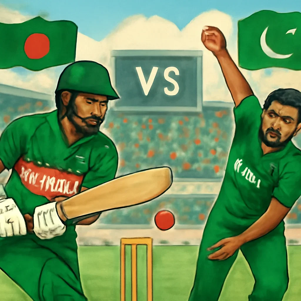 Bangladesh vs Pakistan Cricket topic illustration with relevant visual detail
