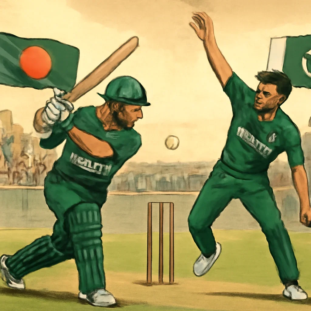 Bangladesh vs Pakistan Cricket topic illustration with relevant visual detail
